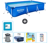 Paquete de piscina - bestway - rectángulo - 300x201x66 cm + accesorios cb17