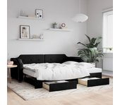Sofá cama nido y cajones tejido negro 90x200 cm