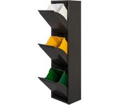 Wellhome cubo de basura y reciclaje metálico de 3 compartimentos de 17l cada uno - 51l negro mate