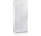 Dabalor armario multiusos, armario lineal con 2 puertas batientes, armario con 4 estantes regulables, 90x45h195 cm, blanco