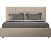 Cama doble tapizada con alza doble 160x190 mika símil piel gris tórtola