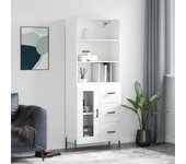 Aparador alto | aparador de comedor | armario de cocina madera contrachapada blanco 69,5x34x180 cm cfw41177