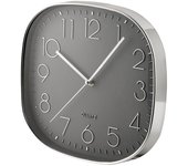 H&h reloj de pared cuadrado gris y cromado cm 23.