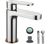 Auralum max moderno grifo baño,diseño elegante grifo lavabo, mezclador de latón,agua caliente y fría disponible, grifo cromado g 3/8