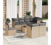 Conjunto de muebles de jardín de ratán beige de 9 piezas con cojines vidaxl