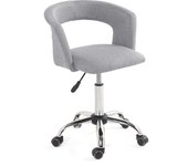 Silla de oficina con ruedas, asiento acolchado de tela, reposabrazos, altura ajustable, giratoria, base cromada aya (gris)