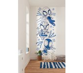 Papel pintado no tejido panorámico de komar - marvel spidey and his amazing friends blue lines - talla: 100 x 250 cm