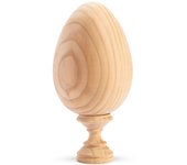 Huevo de cedro con pedestal. huevo h 140 mm x 95 mm base h 65 mm x 50 mm