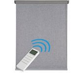 Estor motorizado enrollable opaco blackout automático con batería, motor y mando premium gris plata 140x250 cm