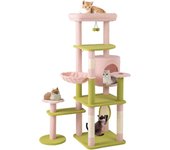 Costway 148 cm árbol para gatos, rascador para gatos multinivel para gatos con percha, hamaca, postes y tablero de rascado de sisal, bolas colgantes,