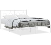 Estructura cama sin colchón con cabecero metal blanco 135x190cm