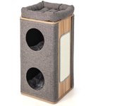 Casa para gatos de 3 niveles con alfombrilla de sisal extraíble y percha superior, mansión para gatos 2 en 1 con manta exterior extraíble, superficie