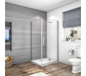 Aica mampara de ducha frontal plegable y panel lateral una barra 90cm perfil cromado vidrio antical 6mm (680-700)x(680-700)x1850mm