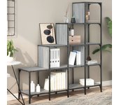 Estantería librería，armario de libros madera ingeniería y metal gris sonoma 122x30x132 cm cfw86580