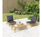 Maison exclusive - set de muebles de jardín 3 piezas bambú con cojines gris oscuro