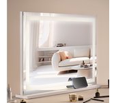 Vevor espejo maquillaje hollywood, 3 modos de color, luz led estudio cosmético, espejo aumentador 5x, puerto usb, control táctil, soporte, 797x547 mm