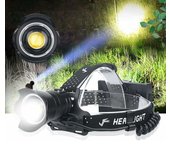 Linterna frontal led recargable - 15 000 lúmenes, superbrillante, zoomable xhp90.2, 3 modos (caza, pesca, camping)