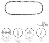 Cadena motosierra 3/8 / 0.050 1,3 mm. / 52 eslabones / 91 p