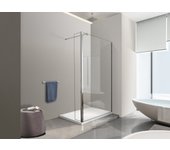 Nala mampara de ducha walk in con puerta móvil antisalpicaduras cristal templado 8mm h 200 cm medida 100 cm placa fija + 40 cm puerta