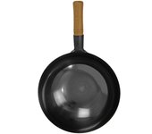 Wok para freír con un solo mango, sartén antiadherente sin revestimiento químico, sartén de hierro martillado a mano para cocina (36 cm)