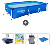 Paquete de piscina - bestway - rectángulo - 300x201x66 cm + accesorios cb6