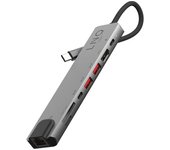 Docking usb tipo-c linq lq48010/ 1xusb tipo-c/ 2xusb/ 1xhdmi 4k/ 1xrj45/ 1xlector tarjetas sd y micro/ 1xusb tipo-c pd/ gris