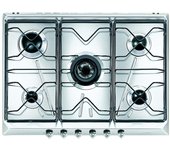 Placa de gas empotrada de acero inoxidable de 5 quemadores smeg srv576-5