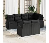 Vidaxl conjunto de sofá de jardín set de 7 negro