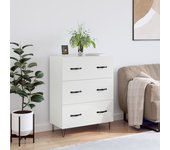 Aparador | aparador de comedor | armario de cocina de madera contrachapada blanco brillante 69,5x34x90 cm cfw17125