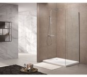 Swiss aqua technologies t-linea panel lateral de cristal transparente easyclean + perfil cromado, 90x200cm (sikotldnewstena90)