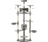 Rascador para gatos con poste de sisal 203 cm gris y blanco