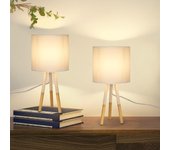 Nettlife juego de 2 lámparas de mesa lámpara de noche moderna blanca e27 diseño de metal sala de estudio