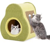 Costway casa para gatos, cama gato en forma de aguacate adorable con tablero de jute para rascar, agujero redondo para gatos, condominio compacto para