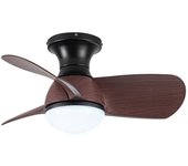 Ventilador de techo pequeño con luz led 20w mancado negro y roble cct regulable con motor dc ø64cm