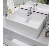 Lavabo de cerámica con orificio para grifo blanco 51,5x38,5x15 cm vidaxl