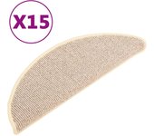 Alfombras de peldaño escalera 15 uds | alfombras de escalera | tapetes de escalera blanco y marrón 65x21x4 cm cfw310778