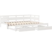Cama para adulto | cama individual | sofá cama nido con cajones sin colchón blanco 90x200 cm cfw27789