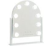Flamingueo espejo maquillaje con luz arqueado 9 led 3 modos de luz posición regulable 30,5x36x6cm blanco