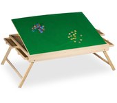 Relaxdays tablero para puzzle, 4 cajones, rompecabezas de hasta 1500 piezas, patas plegables, madera y tela, multicolor