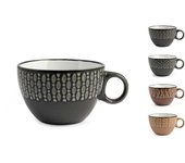 H&h set 6 tazze jumbo ethnic in stoneware assortito cc460