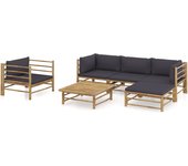 Maison exclusive - set de muebles de jardín 6 piezas bambú con cojines gris oscuro