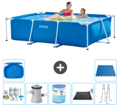 Paquete de piscina - intex - rectángulo - 220x150x60 cm + accesorios a34