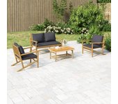 Maison exclusive - set de muebles de jardín 4 piezas bambú con cojines gris oscuro