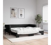Tumbona con cama nido negra de tela 100x200 cm