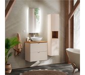 Conjunto de muebles con lavabo individual 60cm y columna manoa cachemira y madera