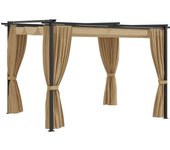 Cenador con cortinas 3x3 m taupe acero