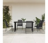 Juego de comedor para jardín 5 piezas，conjunto de comedor de exterior，conjunto de jardín acero y textilene negro cfw639537