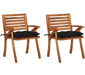 Sillas de comedor de jardín con cojines 2 piezas acacia maciza
