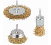 Wolfcraft 2739000 - juego de cepillos metalicos de laton con vastago 6 mm