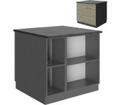 Vicco isla de cocina fame-line, panel de roble, 90 cm con cajón, sin encimera